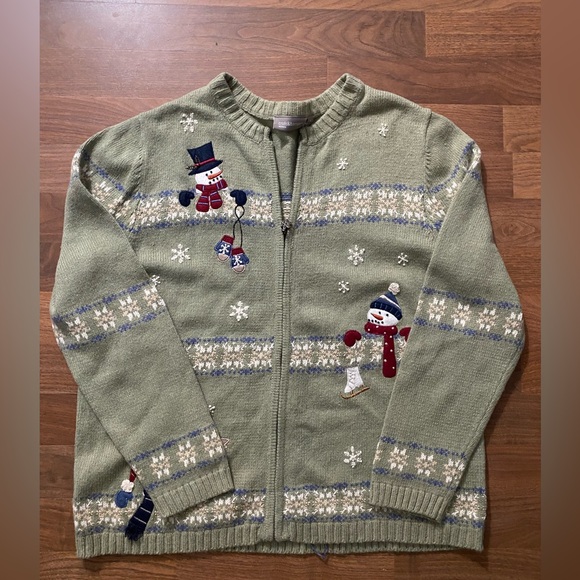 croft & barrow Sweaters - Vintage CROFT & BARROW Christmas Sweater Womens Winter Snowman Cardigan 1X